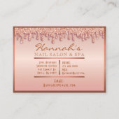 Carte De Visite Rose Gold Sparkle Nail Salon Spa Peach (Devant)