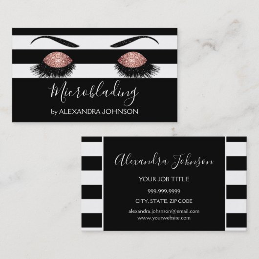 Carte De Visite Rose Gold Sparkly Parties scintillant Moderne Micr (Devant / Derrière)