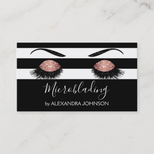 Carte De Visite Rose Gold Sparkly Parties scintillant Moderne Micr (Devant)