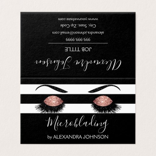 Carte De Visite Rose Gold Sparkly Parties scintillant Moderne Micr (Extérieur déplié)