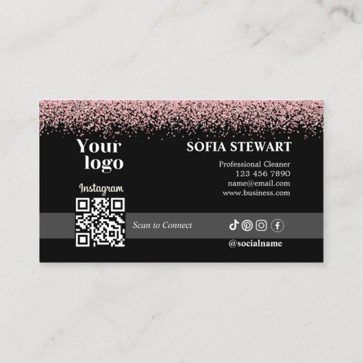 Carte De Visite Rose Gold Spray Cleaner Instragram Qr Code (Dos)