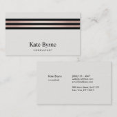 Carte De Visite Rose Gold Stried Moderne Professionnel (Devant / Derrière)