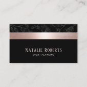 Carte De Visite Rose Gold Stripe Dark Grey Floral Event Planning (Devant)
