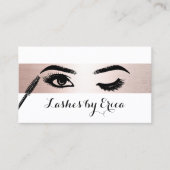 Carte De Visite Rose Gold Stripe Lashes Eyelash Eyes Artiste maqui (Devant)