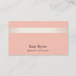 Carte De Visite Rose Gold Striped Moderne Stylé Coral Peach