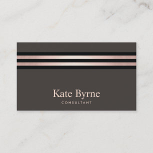 Carte De Visite Rose Gold Stripes Moderne Taupe