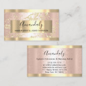 Carte De Visite Rose Gold Strokes Frame Marble Beauty Shop (Devant / Derrière)