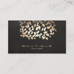 Carte De Visite Rose Gold Tree Feuille noir