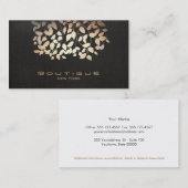 Carte De Visite Rose Gold Tree Feuille noir (Devant / Derrière)