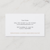 Carte De Visite Rose Gold Tree Feuille noir (Dos)