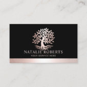 Carte De Visite Rose Gold Tree Root Logo Wellness Salon & Spa (Devant)