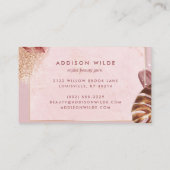 Carte De Visite Rose Gold Tropical Palm Feuille Parties scintillan (Dos)