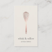 Carte De Visite Rose Gold Whisk | Bakery | Chef | Caterer (Devant)