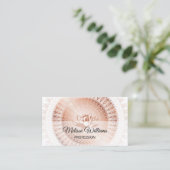 Carte De Visite Rose Gold White Lotus Mandala (Debout devant)