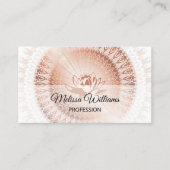 Carte De Visite Rose Gold White Lotus Mandala (Devant)