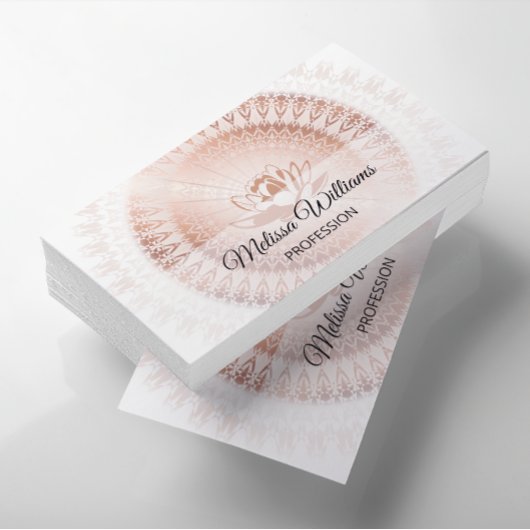 Carte De Visite Rose Gold White Lotus Mandala