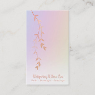 Carte De Visite *~* Rose Gold Willow Tree Branch Feuille Rainbow