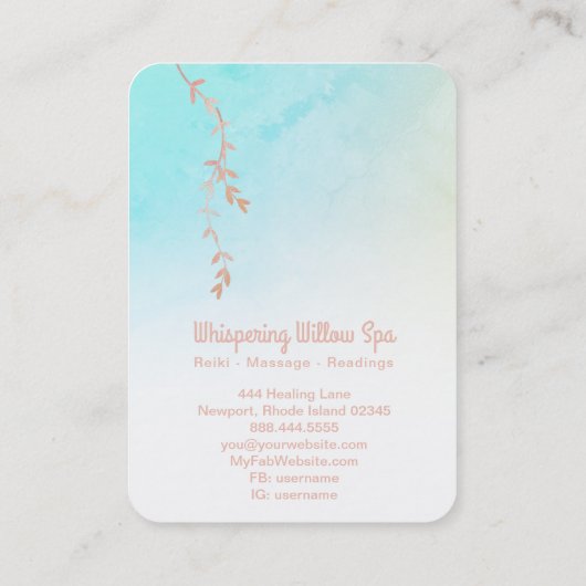 Carte De Visite *~* Rose Gold Willow Tree Branch - Pastel Ombre (Dos)