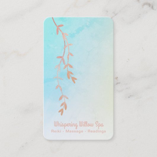 Carte De Visite *~* Rose Gold Willow Tree Branch Pastel Ombre (Devant)