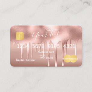 Carte De Visite Rose Gold Your Text (maquillage) Crédit pour la pe