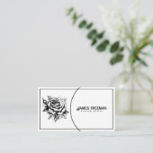 Carte De Visite Rose gothique foncé Artiste de tatouage noir et bl (Debout devant)