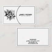 Carte De Visite Rose gothique foncé Artiste de tatouage noir et bl (Devant / Derrière)