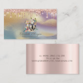 Carte De Visite Rose gouttes d'or Fleurs mélangeurs de gâteaux Hol (Devant / Derrière)