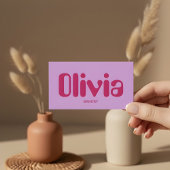 Carte de visite rose gras minimaliste rétrograde