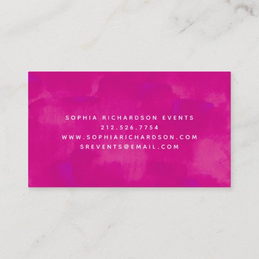 Carte De Visite Rose gras vif| Aquarelle et script (Dos)