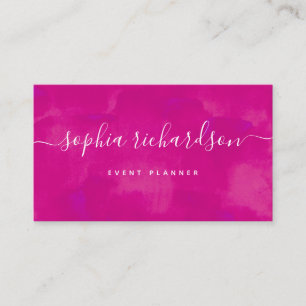 Carte De Visite Rose gras vif Aquarelle et script
