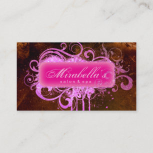 Carte De Visite Rose grunge de brun de spa de salon de parties