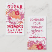 Carte De Visite Rose grunge d'éclaboussure de tache d'encre de (Devant / Derrière)