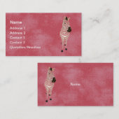 Carte de visite rose grunge/étiquettes de zèbre (Devant / Derrière)