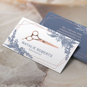 Carte De Visite Rose Hair Styliste Gold Cisseur Vintage Blue Feuil