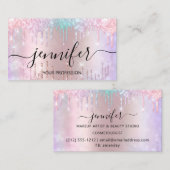 Carte De Visite Rose Holographe de Parties scintillant de maquilla (Devant / Derrière)