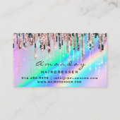 Carte De Visite Rose Holographe professionnel pour ciseaux coiffeu (Dos)
