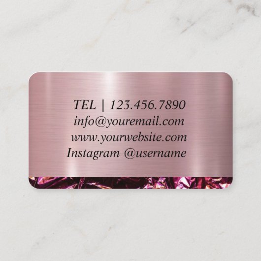 Carte De Visite Rose holographique métallique (Dos)