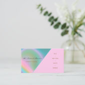 Carte De Visite Rose iridescent holographique (Debout devant)
