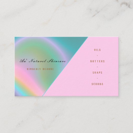 Carte De Visite Rose iridescent holographique (Devant)
