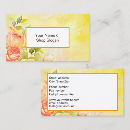 Carte de visite rose jaune (Devant / Derrière)