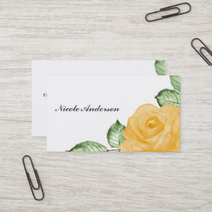 Carte De Visite Rose jaune chic élégant floral campagne rustique