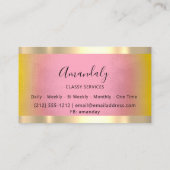 Carte De Visite Rose jaune élégant encadrée d'or professionnel (Dos)