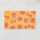 Carte De Visite Rose Jaune Vétérinaire Santé Animaux de compagnie (Dos)