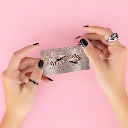 Carte De Visite Rose Lash Lux de Parties scintillant de clous de