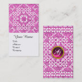 CARTE DE VISITE ROSE LILAC GÉOMÉTRIQUE LACE GEMSTONE MONOGRAMME (Devant / Derrière)