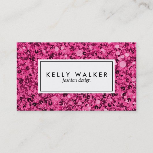 Carte de visite rose lumineux de paillette (Devant)