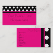 Carte de visite rose lumineux de point de polka (Devant / Derrière)