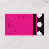 Carte de visite rose lumineux de point de polka (Dos)