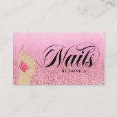 Carte De Visite Rose manucuriste Nail Tech Red Glam Parties scinti (Devant)