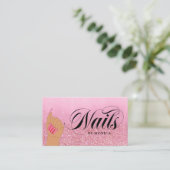 Carte De Visite Rose manucuriste Nail Tech Red Glam Parties scinti (Debout devant)